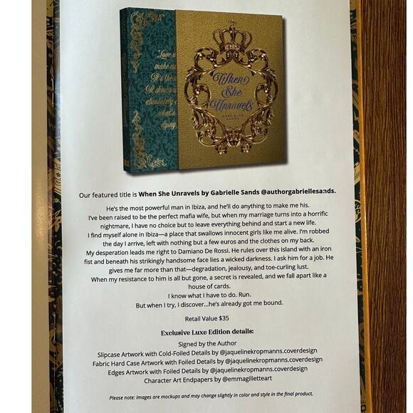 Bookish Box Signed When She Unravels By Gabrielle Sands - Picture 7 of 7